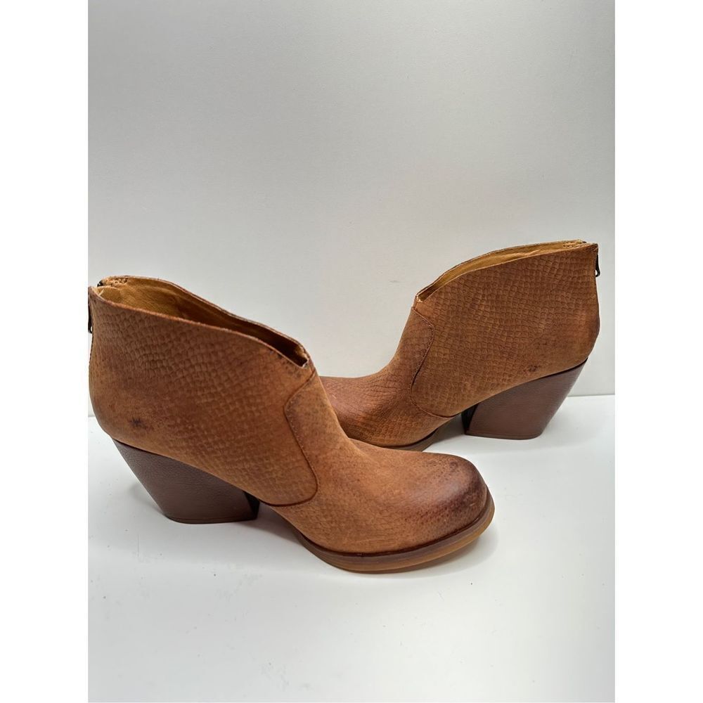 Korks Brown Leather Snake Gemini Chunky Ankle‎ Booties Size 9.5 New - Picture 4 of 12